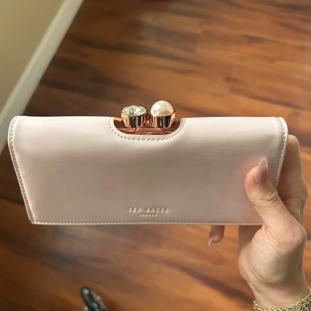 Ted Baker Light Pink Wallet Clutch with Gold Accent - Picture 2 of 11
